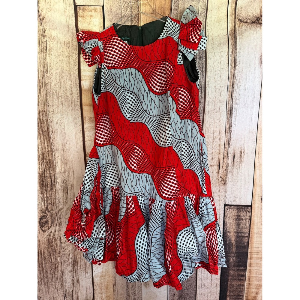 Ray Darten Dress Print Ruffle Hem Off Shoulder Nigeria Statement African Size XL